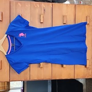 EUC US Polo Assn: V-Neck Sneaker T-shirt Dress, Royal Blue & Pink, Medium